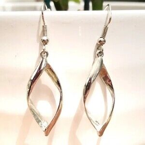 Silver Tone Twist Drop Earrings